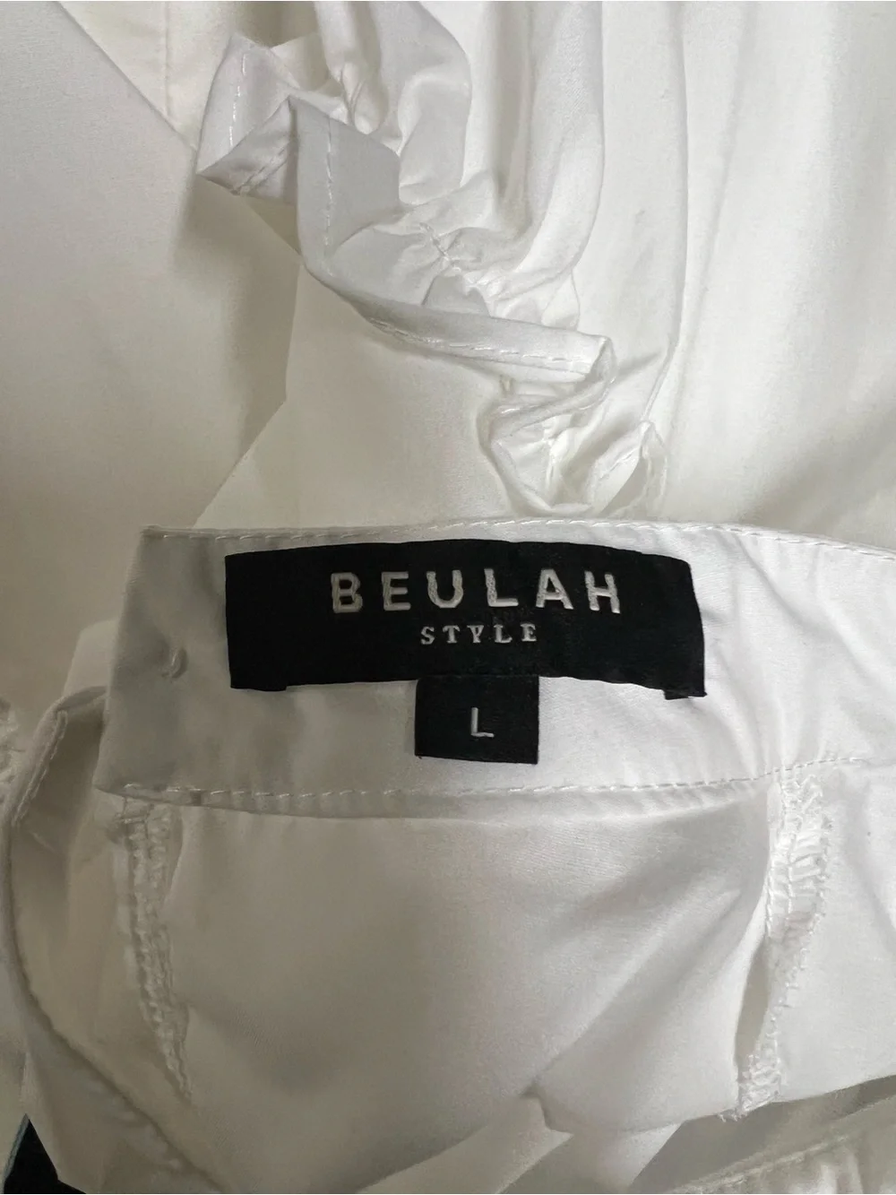 Beulah White Puff-Sleeve High Neck Blouse - Picture 5 of 5